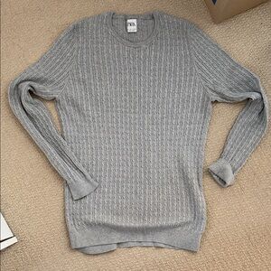 Zara Men's Ribbed Crewneck Sweater in Light Gray